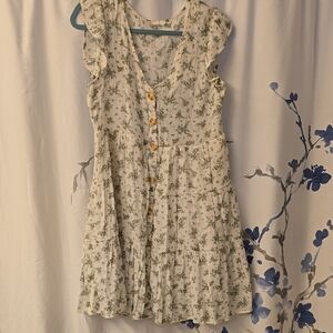 Mine Sage Green and Cream Floral Dress